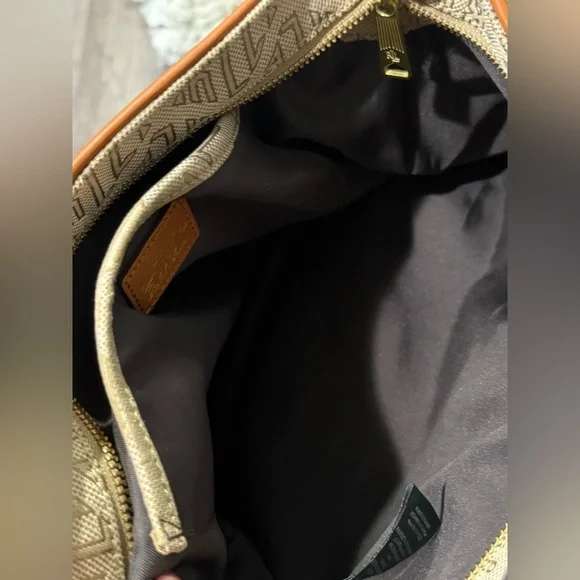 Ralph Lauren Cream and Tan Crescent Hobo Bag with Metal Accent - Picture 11 of 11